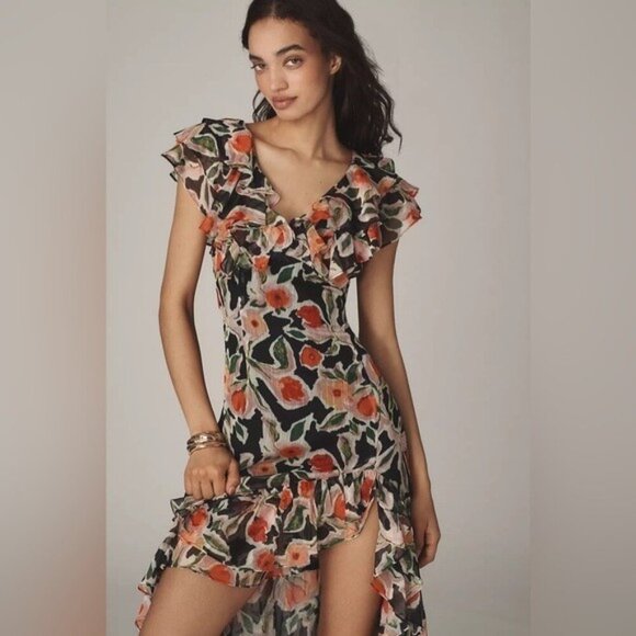 NWT Size L - En Saison Eden Chiffon High-Low Maxi Dress (NWT US$ 155) - Picture 2 of 11